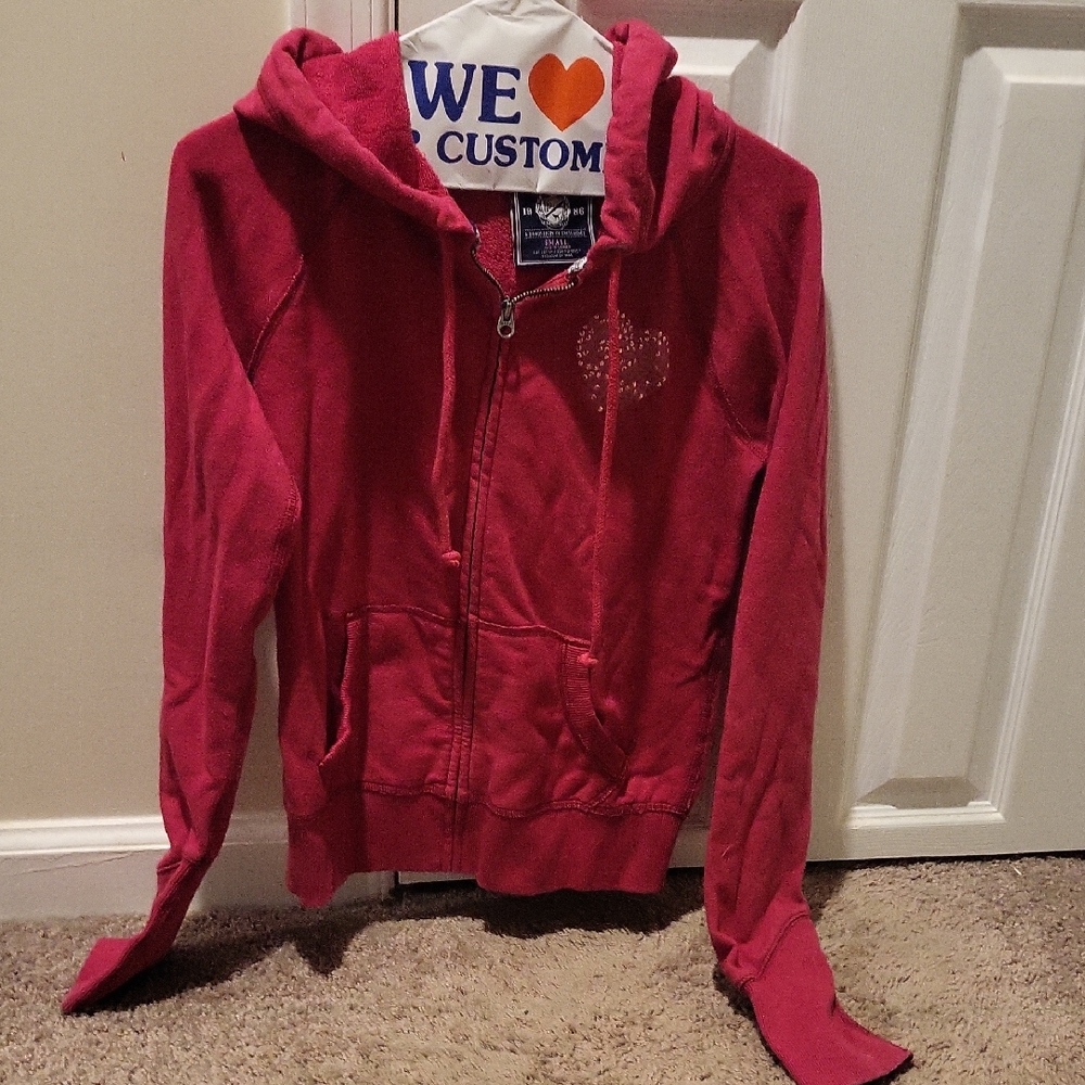 Victoria's Secret Pink Red Zip-Up Hoodie